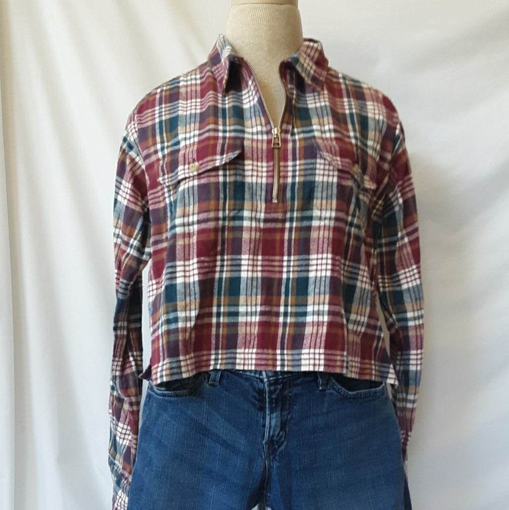 Flannel Long Sleeve Pullover